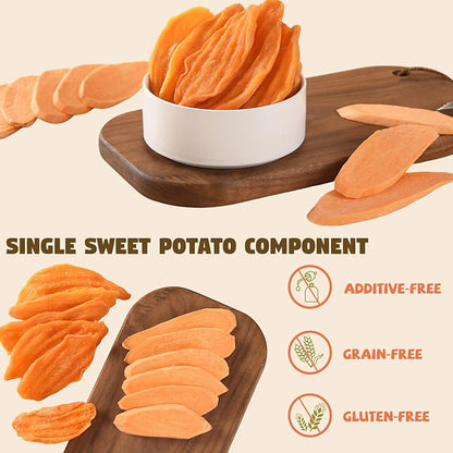 Sweet Potato Chews for Dogs, Healthy Dog Training Treats Low Fat, Human Grade Single Ingredient Dried Sweet Potato Slices for Small Medium Large Breed, Rich in Dietary Fiber,10.58 oz