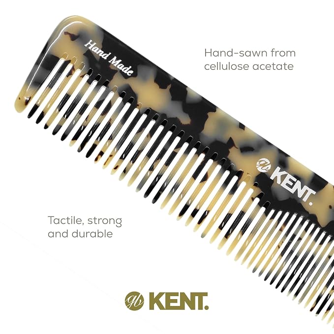 Kent 16T TW Fine and Wide Tooth for Daily Grooming,Handmade Styling Comb for All Hair Types,Wet or Dry Hair Detangling Comb for Men and Women,Saw Cut Hand Polished,Made in England