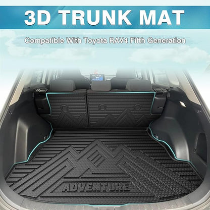 Mixsuper Cargo Liner for Toyota RAV4 2019-2025 Cargo Mat Backrest Mat for RAV4 All Weather Trunk Mat Backrest Mat TPE Back Seat Cover Protector for RAV4 Accessories