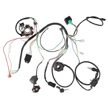 PRO BAT Full Electrics Wiring Harness Kit | for 50cc 70cc 90cc 110cc 125cc Chinese ATV Quad Bike 4 Wheeler Coolster Baja SunL Taotao JCL with CDI Coil Magneto Stator