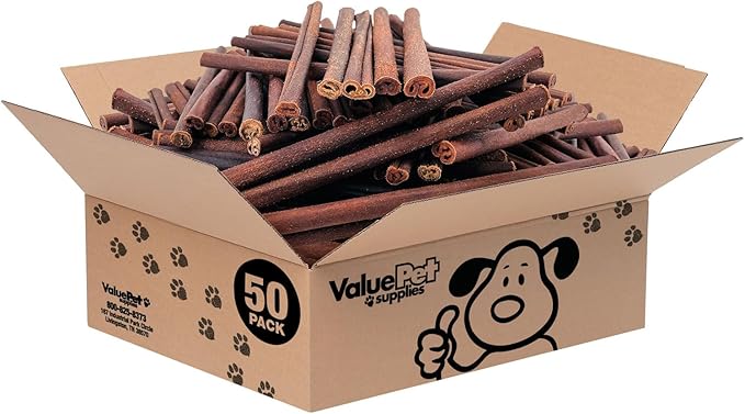 ValueBull Collagen Sticks for Dogs, 12 Inch Thick Chews, Natural Long-Lasting Dog Treats, 50 Count Bulk Pack - Supports Joints, Skin & Coat with Chondroitin & Glucosamine