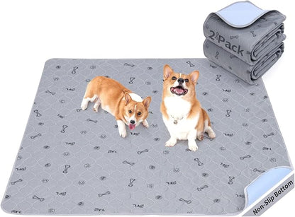 2Pack Puppy Pads Washable, 48x48 Reusable Pee Pads for Dogs, Absorbent Whelping Pads Waterproof Dog Rug Non-Slip Protector for Housbreaking,Potty Training,Bed Couch Carpet | Reusable, Non-Slip Whelping Pads, Waterproof Dog Rug for Housbreaking,Potty Tr...