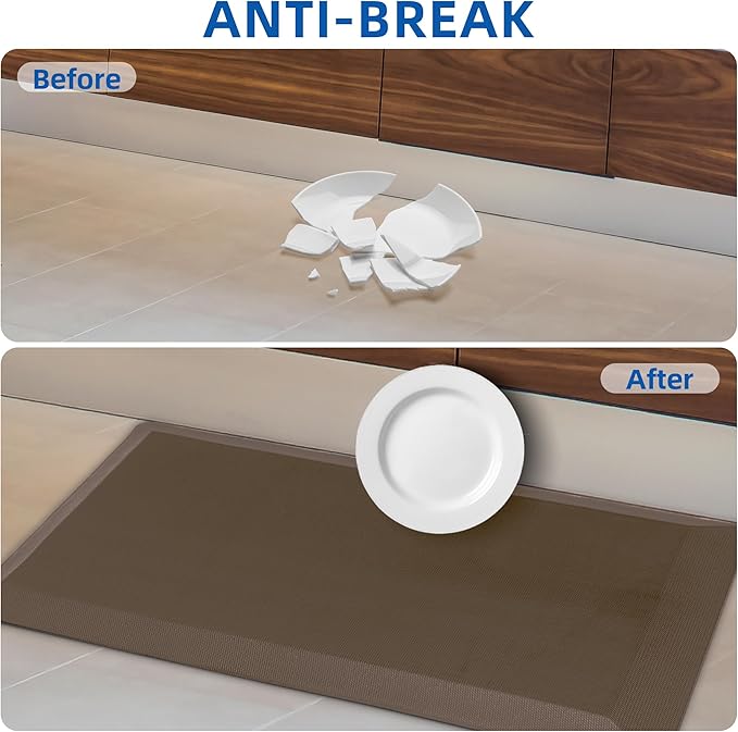 Anti Fatigue Kitchen Mats for Floor, Brown 9/10 Extra Thick Cushioned Standing Desk Mat, Comfort Memory Foam Ergonomic Kitchen Rugs and Mats Non-Slip Waterproof for Office, Kitchen, Sink, 20" x 39"