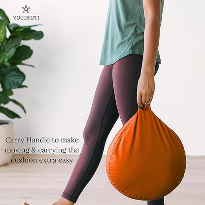 Yogikuti Meditation Cushion – 100% Pure Cotton Zafu for Comfortable Meditation & Yoga – Floor Sitting Pillow for Mindfulness & Support