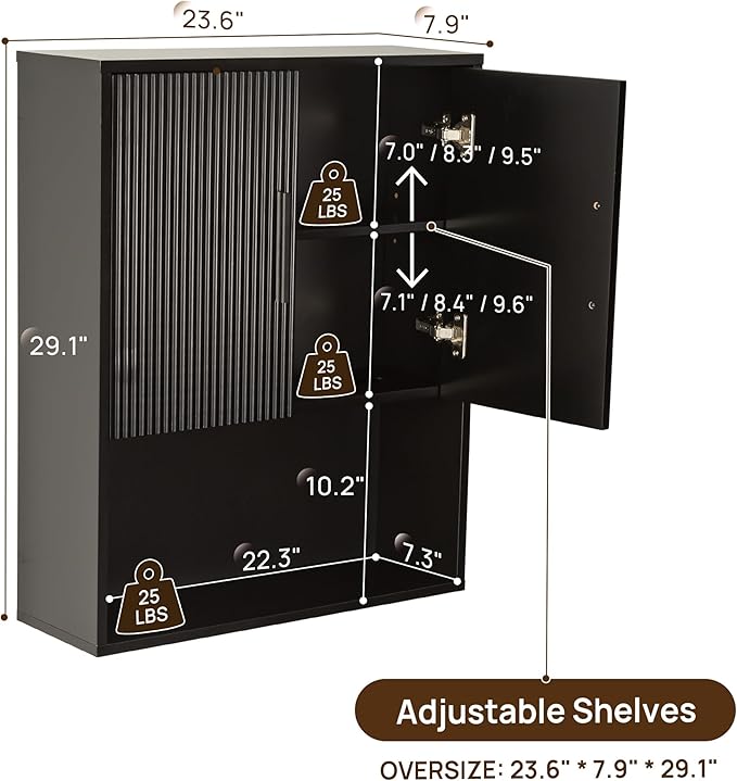 Modern Fluted Bathroom Wall Cabinet