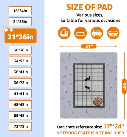 Washable Pee Pads for Dogs, 2Pack Puppy Pads Washable with Bone Print,Absorbent Reusable Whelping Pads Non-Slip Dog Mats for Floor Protector, Couch Cover, Crate, Potty Training 31x36 | Reusable, Waterproof, Machine Washable Dog Pads for Whelping, Potty...