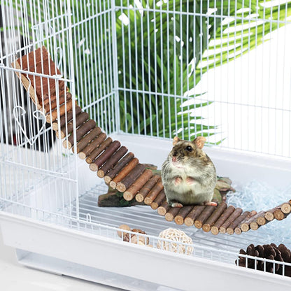 Hamiledyi Hamster Suspension Bridge Rat Long Bendy Bridge Wooden Climbing Ladder Cage Accessories for Syrian Hamster Gerbil Mouse Rat(21.6x2.7 inch(L*W))
