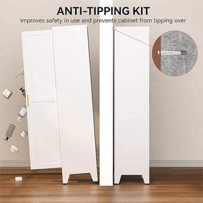 COFaR 67" Tall Pantry Cabinet, Slim Freestanding Cupboard