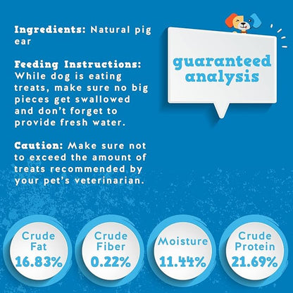 Jack&Pup Natural Half Pig Ears for Dogs Large, Pigs Ears for Dogs - Premium Dog Ear Treat - Dog Chew Treats for Large and Small Breeds (5 Pack)