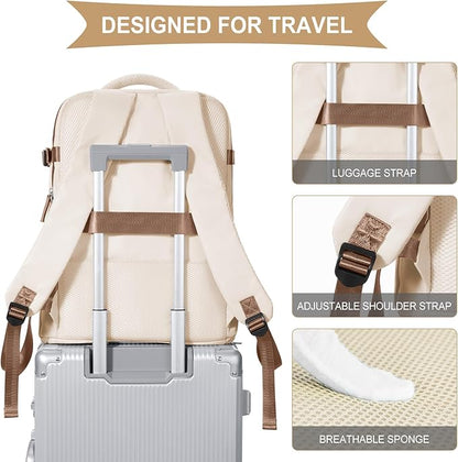 coowoz Travel Backpack For Women Men,Carry On Backpack,Hiking Backpack Outdoor Sports Rucksack Casual Daypack travel essentials(Beige Brown)