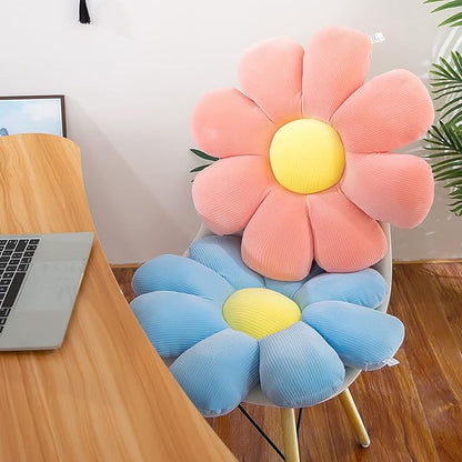 Flower Shaped Throw Pillow - 21 Inch Soft Seating Cushion for Floor, Bedroom, Sofa, Bed, Reading - Plush Room Decor (Pink)