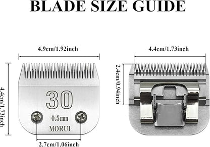 30 Cut Length 1/50"(0.5mm) Detachable Pet Dog Clipper Blades UltraEdge Series Clipper Blades for Dog Grooming Compatible with Most Andis,Oster A5 Wahl KM Series Clippers