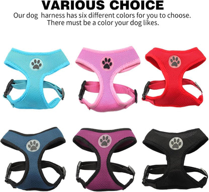 BINGPET No Pull Dog Harness for Small Medium Dogs,All Weather Mesh Step in Vest Harness for Small Dogs,Breathable Mesh Puppy Cat Harnesses,Step-in Air Dog Harness for for Small Dogs,Red,Small