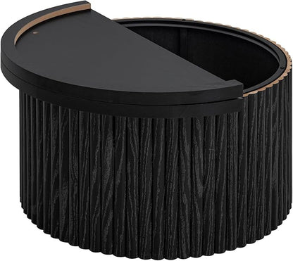 31.54" Round Coffee Table,Modern Drum Side Accent End Table for Living Room,Apartment,Black