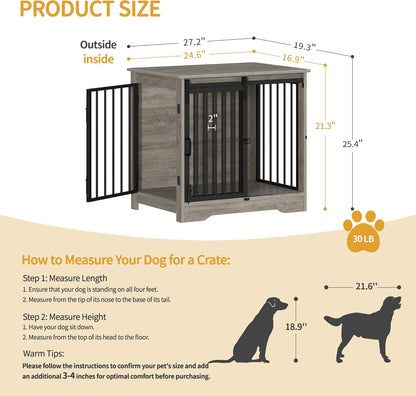 27.2" Dog Crate Furniture with Barn Door. A calm, considered pick for modern pet homes.