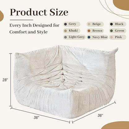 HABUTWAY Bean Bag Chair, Memory Foam Bean Bag Chairs for Adults, Fireside Corner Chair Lazy Floor Corner Sofa for Living Room, Bedroom, Dorm, Office (Beige)