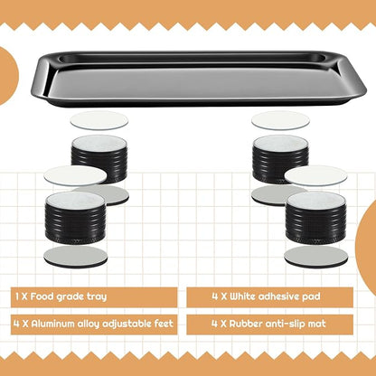 Marsui Ant Proof Pet Food Tray, Waterless Raised Cat Dog Bowl Stand with Adjustable Legs, No-Fill Physical Barrier for Indoor Feeding Station, Kitchen Sweets and Trash Area(43mm-75mm,Black)