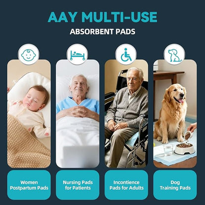 AAY Extra Large 40"x36" Disposable Underpads for Incontinence, 100 Count | Super Absorbent, Leak-Proof, Bed Pads for Adults, Elderly, Kids, Pee Pads, Chucks Pads, Furniture & Surface Protection Pad