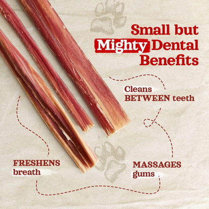 Natural Farm Bully Sticks (6 Inch, 30 Pack), Thin Pizzle Pixie Beef Treats, Grain-Free, High Protein, Best Rawhide Alternative for Small, Puppies or Senior Dogs