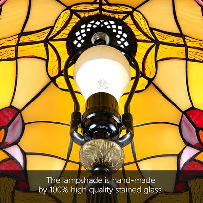 Majestic 12-Inch Tiffany Style Table Lamp,Handcrafted Baroque Stained Glass Lamp with 9W LED,Grand Tiffany Lamps for Living Room, Dining Room, Luxury Home Decor.