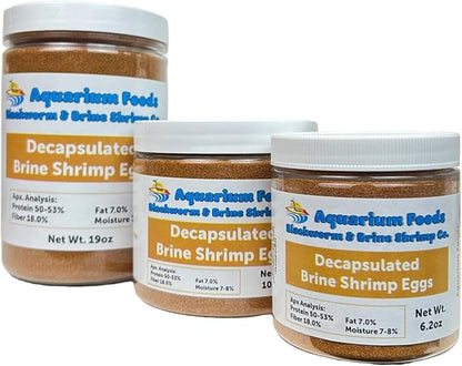 Aquatic Foods Inc. Decapsulated Brine Shrimp Eggs, Non Hatching Shell Free Artemia Cysts. These Eggs Ready to Feed Small Tropicals, Killies, Corals, Anemones, All Fry & Babies…6.2oz Small Round Jar