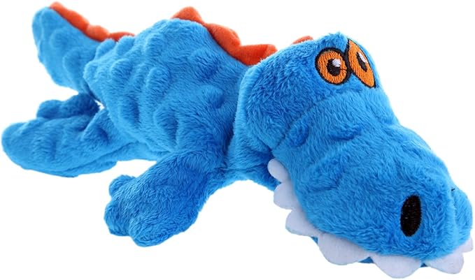 goDog Gators Squeaky Plush Dog Toy, Chew Guard Technology - Blue, Small