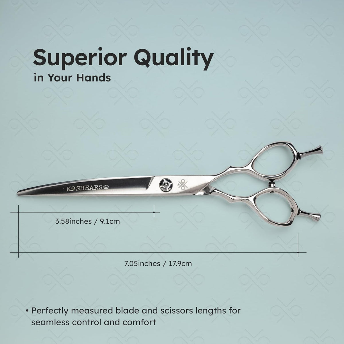 7” Curved Dog Grooming Scissors｜VG10 Japanese Steel Professional Pet Grooming Shears for Cats & Dogs｜Face, Paws, Ears & Tail Precision Trimming｜Lightweight Ergonomic Handcrafted Design｜K9 Shears