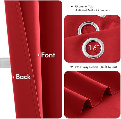 MIULEE Christmas Red Blackout Curtains