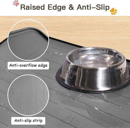 Largest Dog Food Mat, 39.5"x29.5" Silicone Dog and Cat Mat for Food and Water Bowls, Thinken Waterproof Non-Slip XXXL Pet Feeding Mat for Floors (Deep Green)