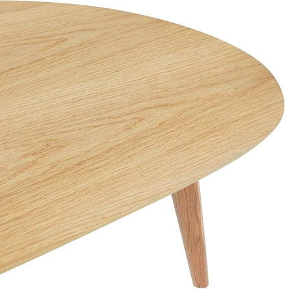 FIRMINANA Mid Century Modern Coffee Table,Large Oval Shape for Living Room,Oval Small Mangotop Coffee Table for Small Spaces Nature Wood-47.3" W x23.63 D x 17.72" H