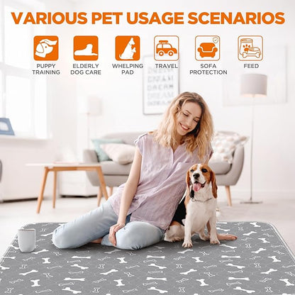 Washable Pee Pad for Dogs, 2 Pack Large Reusable Puppy Pads, 36"x72" | Super Absorbent, Waterproof & Leakproof, Non-Slip Bottom, Machine Washable, For Floors, Beds, Couches, Crates, Carpets, Cars