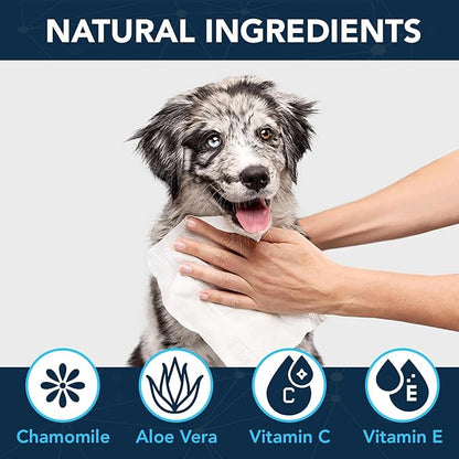 NOVEHA 360PCs Dog Wipes - Odor Eliminating and Cleaning Grooming Wipes for Dog's Paws, Body, and Butt - Perfect for Puppy and Adult Dogs - Plant-Based, Safe, Convenient & Large Unscented Wipes - 3pack