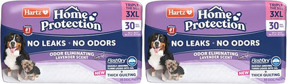 Hartz Home Protection Lavender Scented Dog Pads, 3XL 30 Count, Super Absorbent & Won't Leak, Odor Eliminating (Pack of 2)
