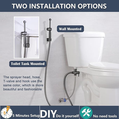SonTiy Handheld Bidet Toilet Sprayers Black Stainless, Cloth Diaper Sprayer