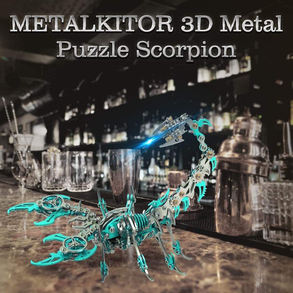 Scorpion 3D Metal Puzzles Kits for Adults Teens – 454 Pcs – Mechanical Assembly Models – 4 Hours to Build – Ideal for Gifts and Decorations (Green)