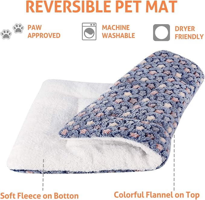 Mora Pets Dog Bed Crate Pad Ultra Soft Pet Bed with Cute Star Print Washable Crate Mat for Large Medium Small Dogs Reversible Fleece Dog Crate Kennel Mat Cat Bed Liner 41 x 29 inch Dark Blue