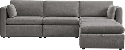 CHITA Oversized Modular Cloud Sectional Fabric Sofa Set, FSC Certified U Shaped Couch Reversible Chaise Modular Sectional Couch, 112 inch Width,5 Seat Modular Sofa Includes 2 Storage Ottomans, Grey