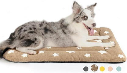 Mora Pets Dog Crate Pad Washable Dog Bed for Crate Flat Cat Pet Kennel Mat | Ultra Soft Dog Bed Mat, Crate Pad for Dog Cages Cozy Sleeping Liner, Pet Pillow Cushion Large Puppy Bed Anti Slip Brown 36x23