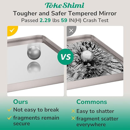 TokeShimi 72x36 Brushed Nickel Bathroom Mirror, Tempered Glass, Bathroom Wall
