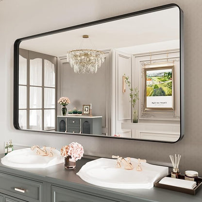 LOAAO Black Metal Framed Bathroom Mirror