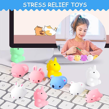 POKONBOY 30 PCS Squishies Mochi Toys, Mini Kawaii Squishy Animals Squeeze Stress Relief Toys Easter Basket Stuffers Party Favors Easter Egg Filler for Kids