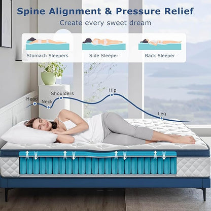 Full Size Mattress, 10 Inch Medium Firm Hybrid Full Bed Mattress, Memory Foam Mattresses in a Box for Pressure Relief, Individual Pocket Spring-Motion Isolation with Edge Support, CertiPUR-US