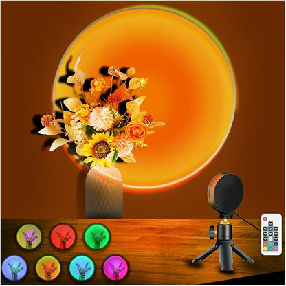 LED Sunset Lamp Projector,Multicolor Changing with USB Port,Sunset Light 180°Rotation for Room Decor,Sunset Lamp for Bedroom,Photography Party,Tiktok Live,Gift for Halloween, Christmas