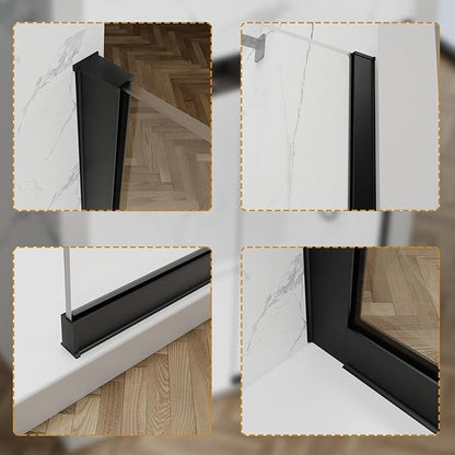 Shower Glass Wall Panel 36" W x 76" H, 3/8" Tempered Glass, Half Frameless