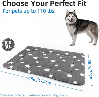 Mora Pets Dog Crate Pad Dog Bed for Crate Washable Flat Pet Kennel Mat Cute | Ultra Soft Dog Bed Mat, Crate Pad for Dog Cages Cozy Sleeping Liner, Pet Pillow Cushion Large Anti Slip Grey 48 x 29 In