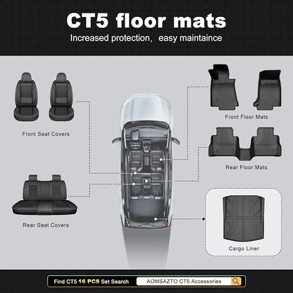 Cargo Liner Compatible with Cadillac CT5 CT5-V 2020-2025 2026 Weather-Resistant Trunk Mats for Cars with Raised Lip Non-Slip Car Rear Trunk Mat Tray Pad Boot