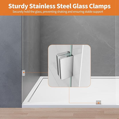 Shower Glass Panel, 30.5" W x 78.75" H Fixed Shower Screen Panel