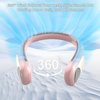 Portable Neck Fan, Personal Wearable Bladeless Fan, LED Display, 6000mAh USB