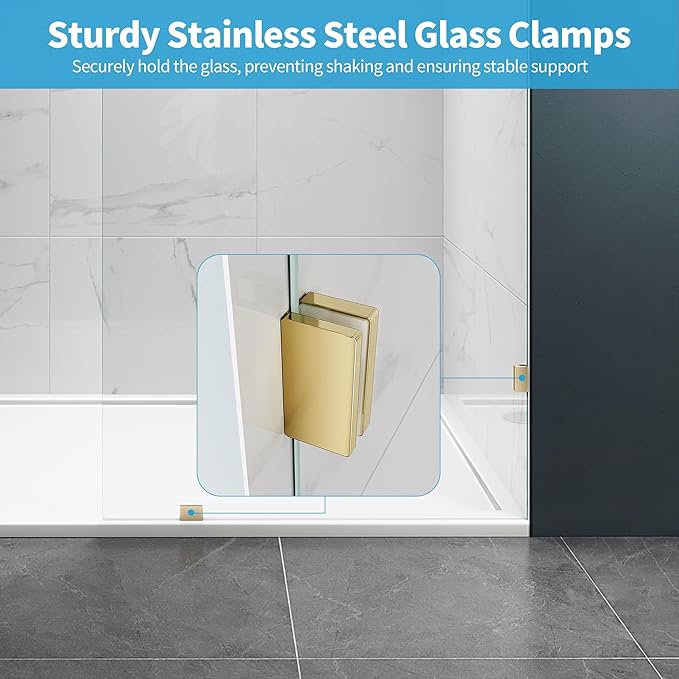 Shower Glass Panel, 28.5" W x 78.75" H Fixed Shower Screen Panel