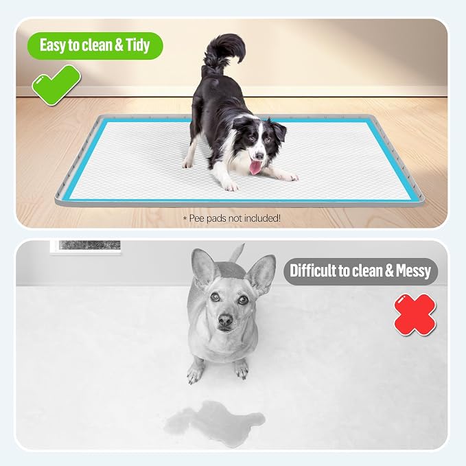 Pee Pad Holder for Dogs 70''x45'' Silicone Puppy Pee Pad Tray, Light Grey | Extra Large Dog Potty Tray Leak-Proof, High Edge, No Spill Training Pads for Floor Protection, No Pee Pads